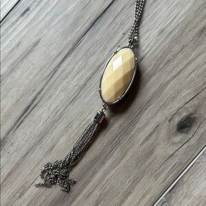 Elegant Silver Necklace with Black/cream reversible Pendant